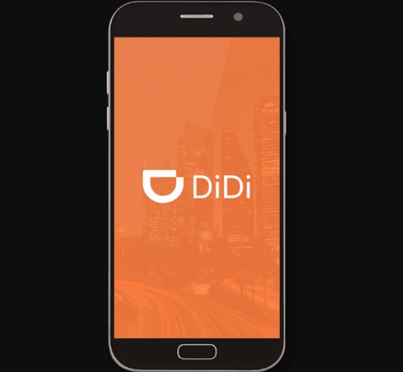 mobile with the official didi logo with black and orange