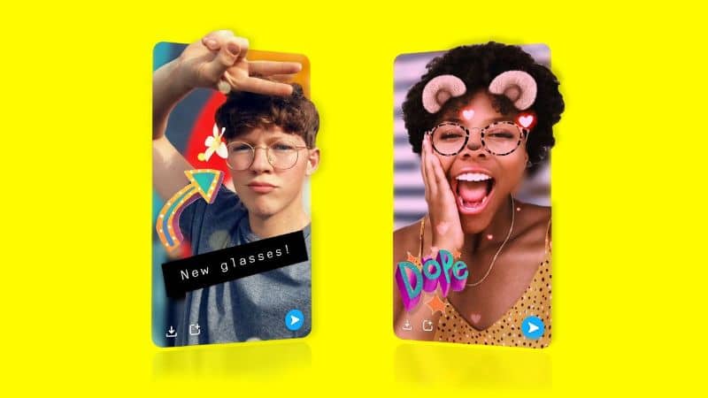 filtros de Snapchat en moviles con fondo blanco