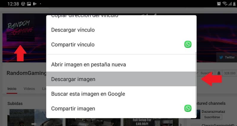 Bajar imagen canal Android