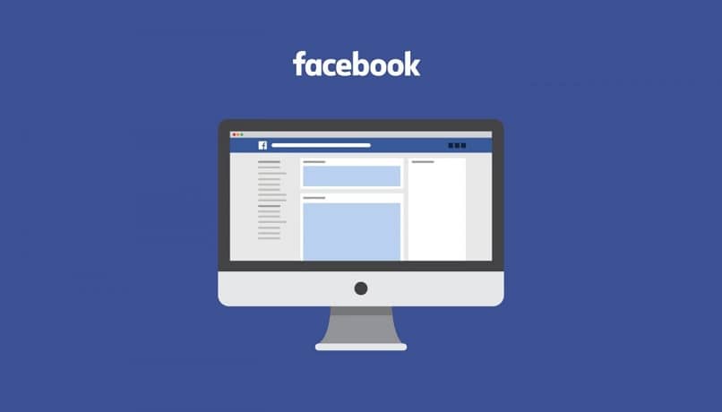 Logo de facebook sobre un ordenador caricatura