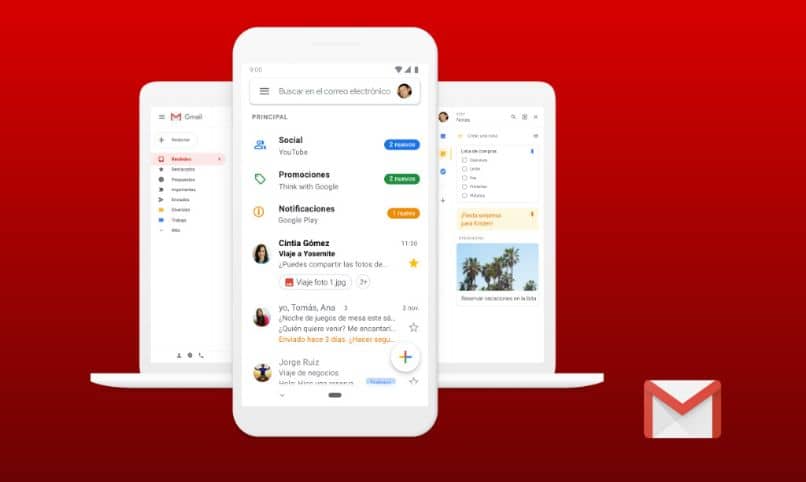 movil app gmail fondo rojo