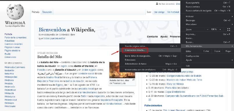 pagina de inicio wikipedia opciones