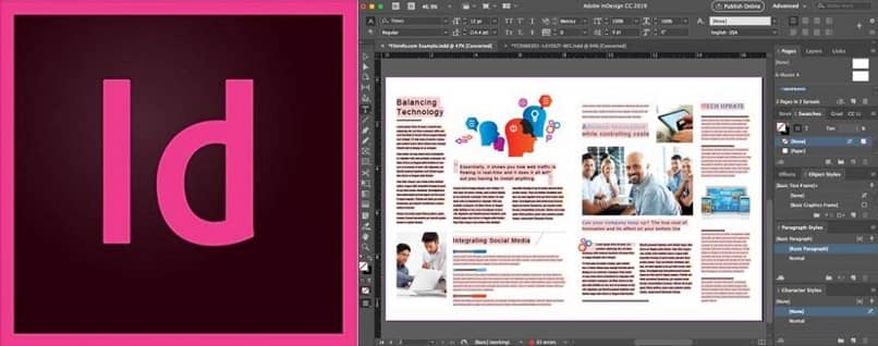 Ejemplo de un folleto en Adobe InDesign cc