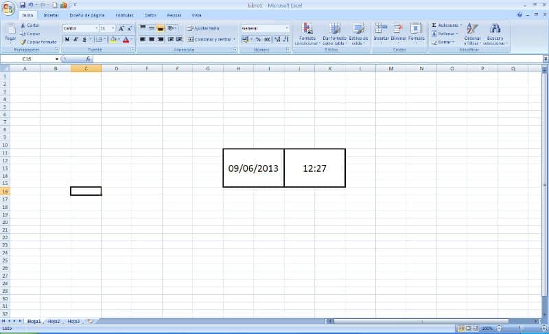 Fecha y hora en libro de Microsoft Excel