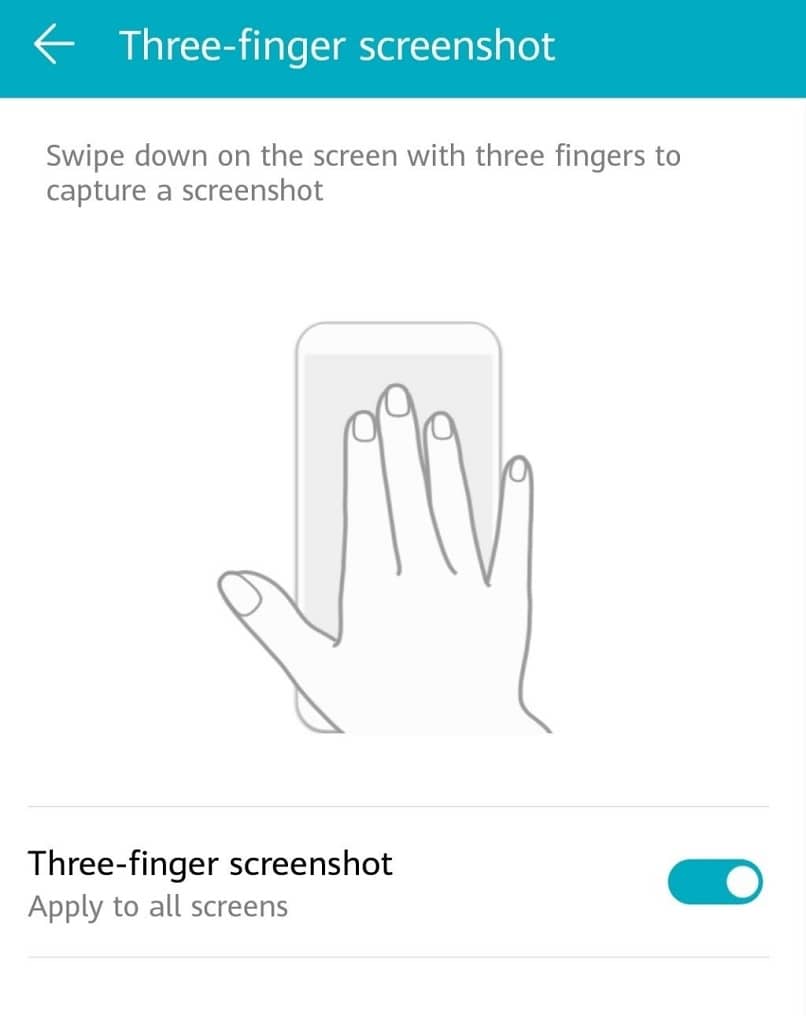 activar opcion screenshot 3 dedos