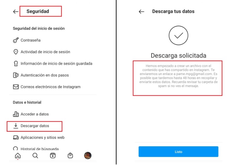 copia de seguridad instragram app Cómo recuperar mensajes eliminados 