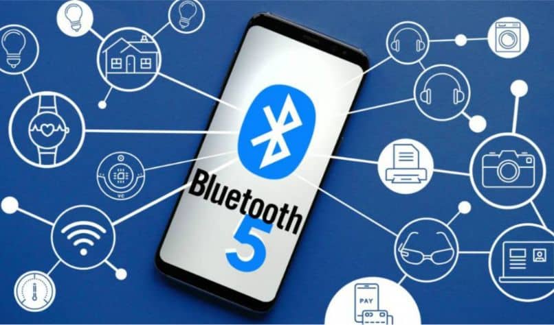 celular bluetooth impresora fondo azul