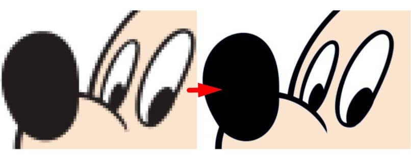 nariz micky mouse ojos fondo blanco flecha