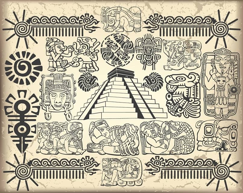 símbolos mayas pirámides formas
