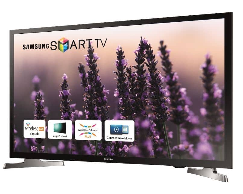samsung smart tv con fondo de flores