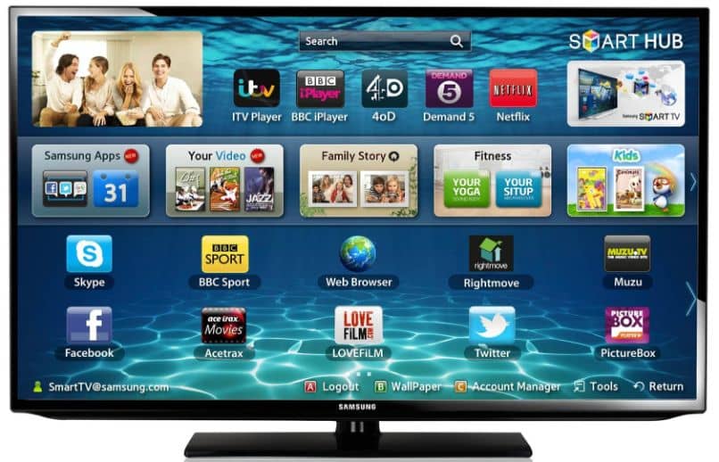 smart tv con menu de aplicaciones