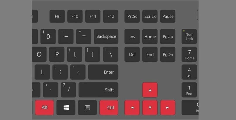 teclado con teclas rojas para atajos