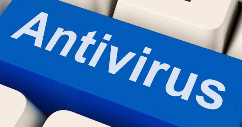 Vector antivirus letras blancas fondo azul