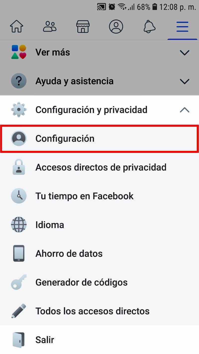 Configuracion de Facebook Messenger desde la aplicación movil