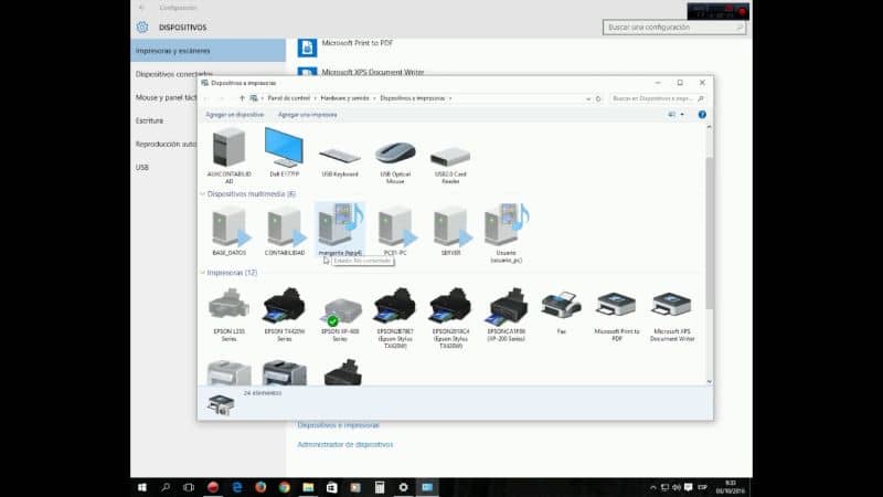 Ventana de Dispositivos e impresoras Windows10 