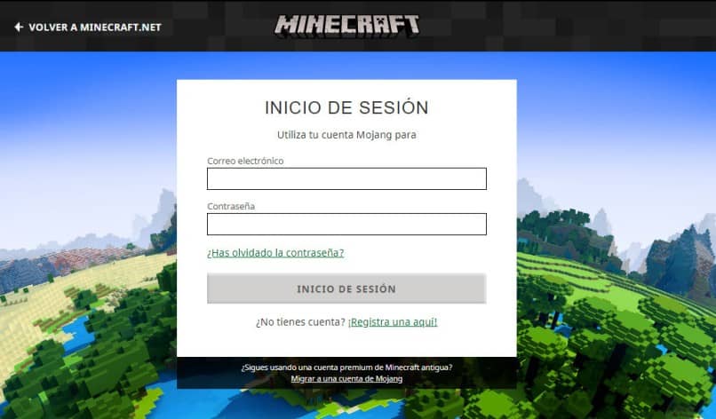 Iniciar sesión en Minecraft