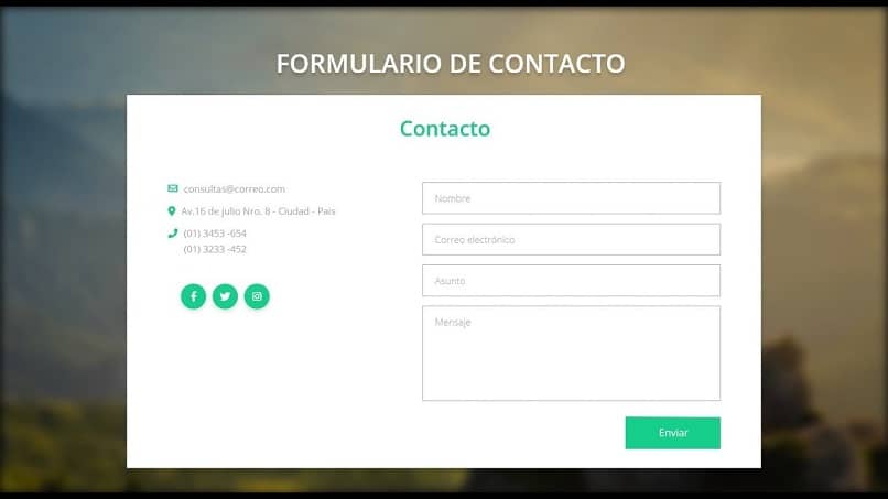campos de formulario de contacto
