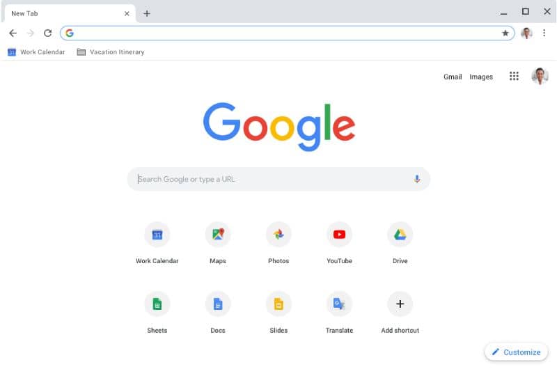 Ventana principal de Google Chrome