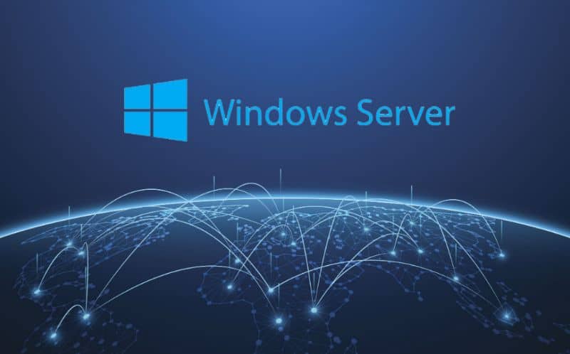 Windows server, fondo azul