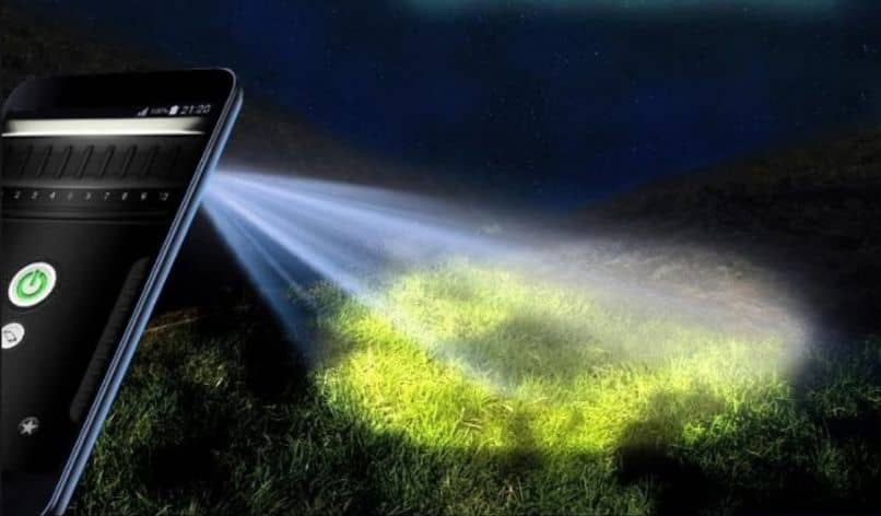 celular linterna luz arboles noche