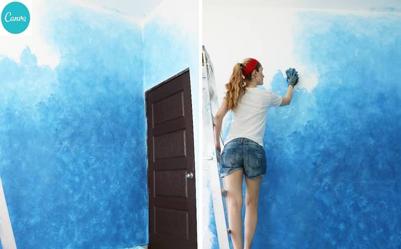 pintura casa azul