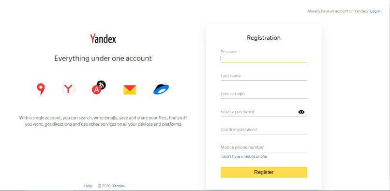 registration yandex mail fondo blanco