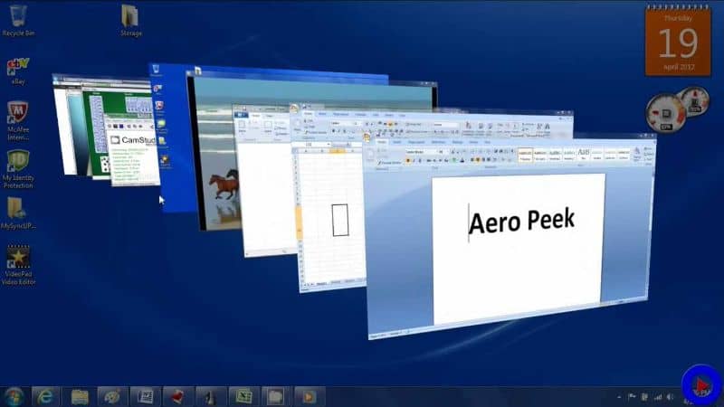 Ventanas con Aero Peek en Windows