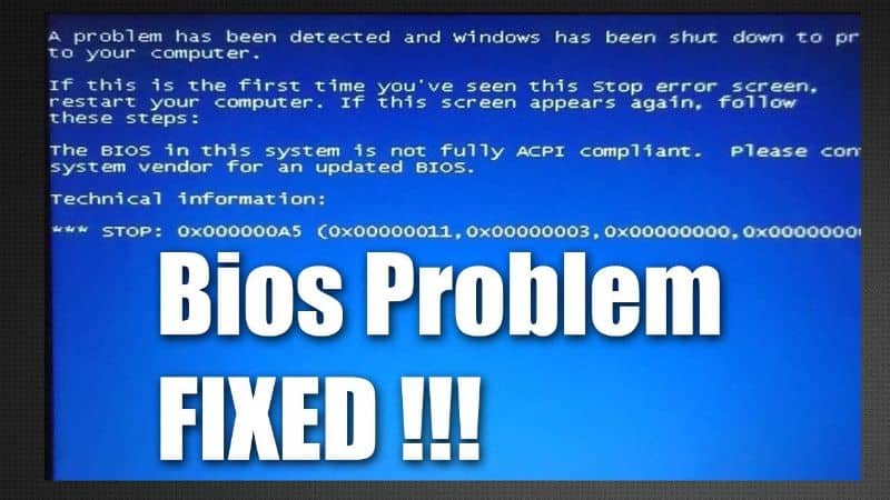 Pantalla azul problemas en la BIOS