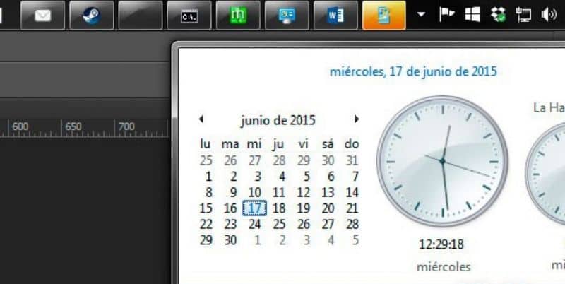 Calendario y reloj Windows