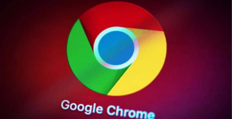 Logo Google Chrome, fondo rojo