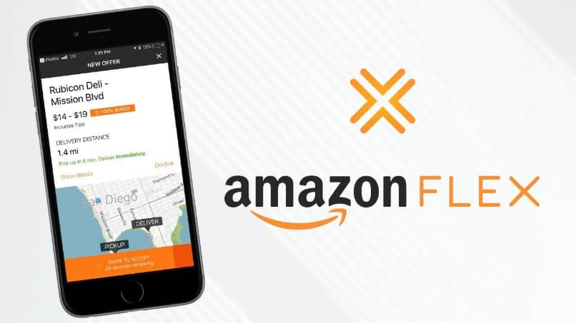 Logo de Amazon Flex con móvil