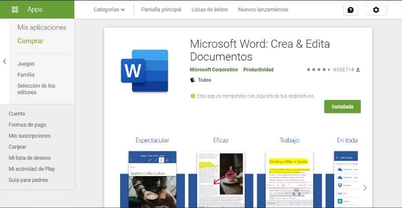 Microsoft Word Play Store