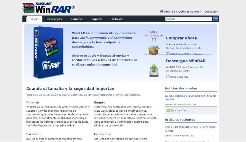 Pagina Web WinRar