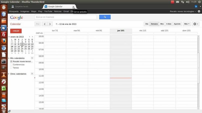 Thunderbird en la opcion de sincronizar Google Calendar