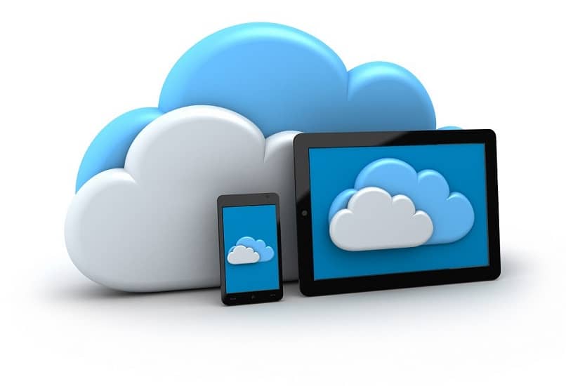 nube blanca azul tablet telefono