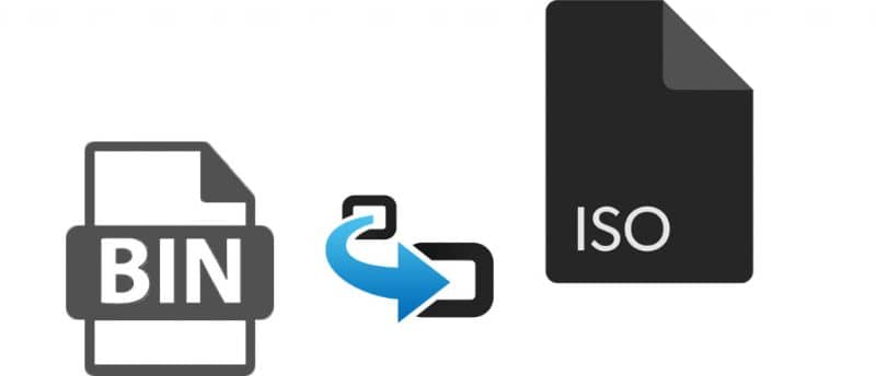 iconos de formato BIN a ISO y simbolo de conversion