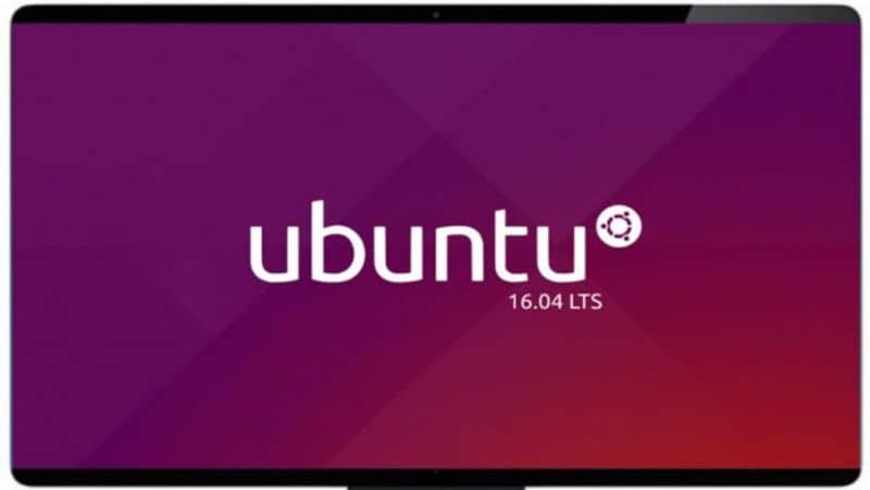 logo de ubuntu 16 04 LTS con fondo degradado