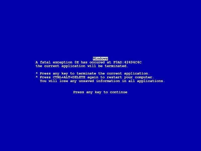 Error pantalla azul