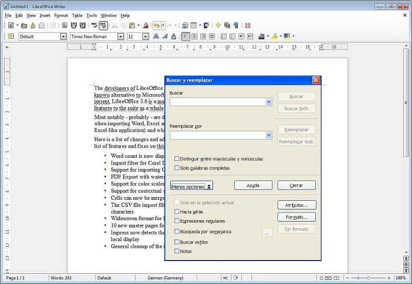 El programa LibreOffice Writer