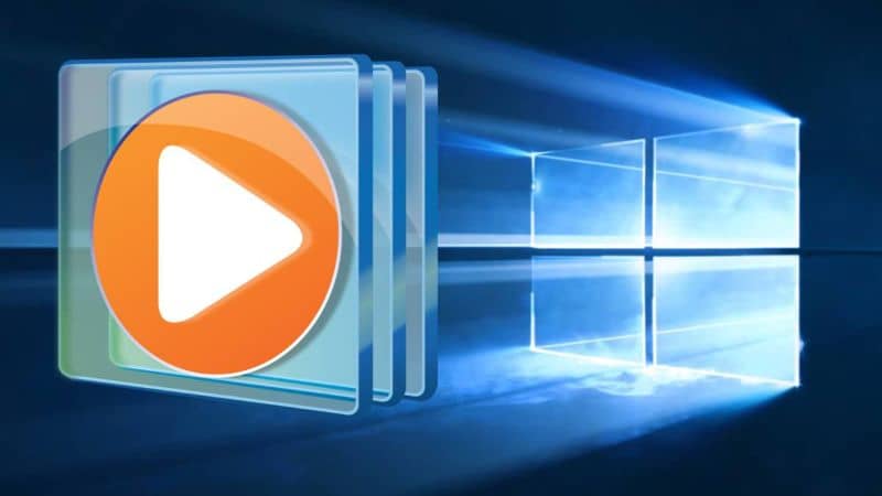 logo de reproductor windows media player y ventana caracteristica de windows 10