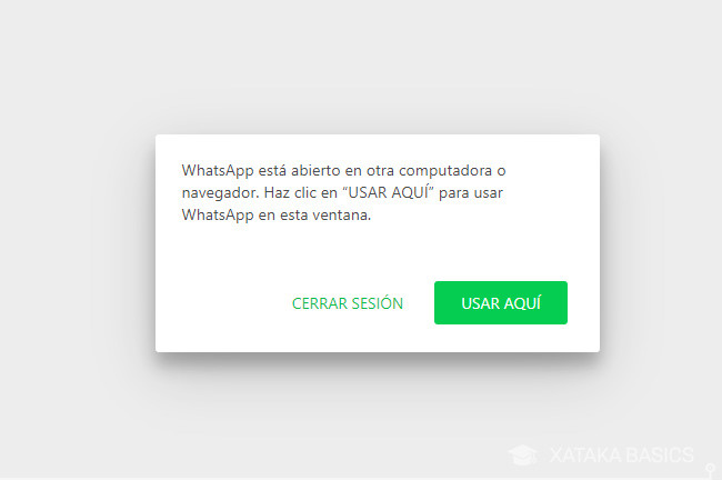WhatsApp abierto otro ordenador