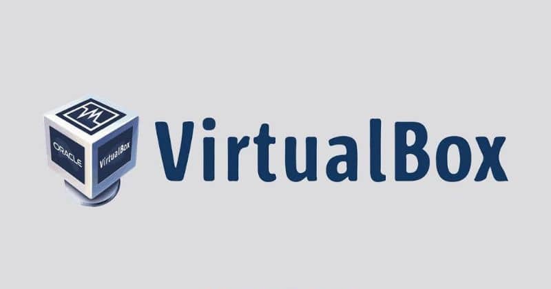 Logo de virtual box fondo gris