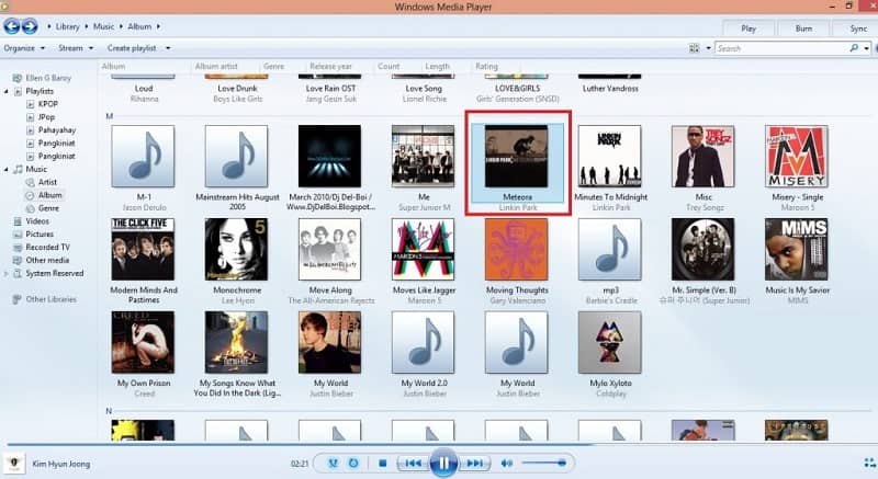 albumes de musica en windows media player