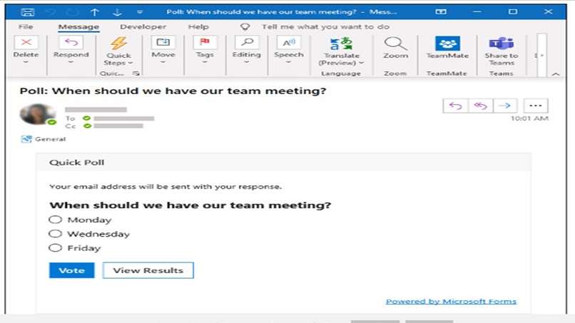 How to create a survey or poll and review the results in Outlook