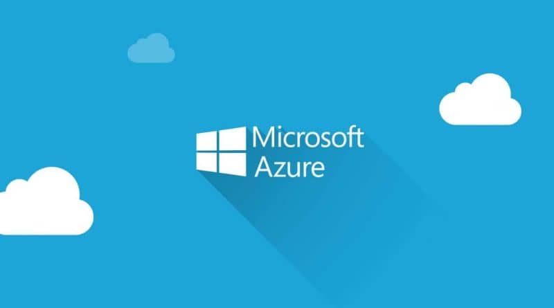 logo de Microsoft Azure nubes y fondo azul