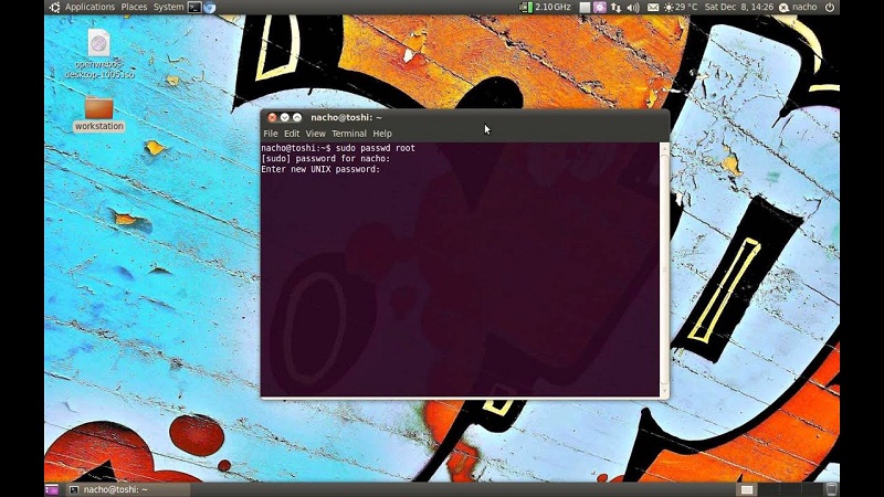 terminal en ubuntu y escritorio del pc