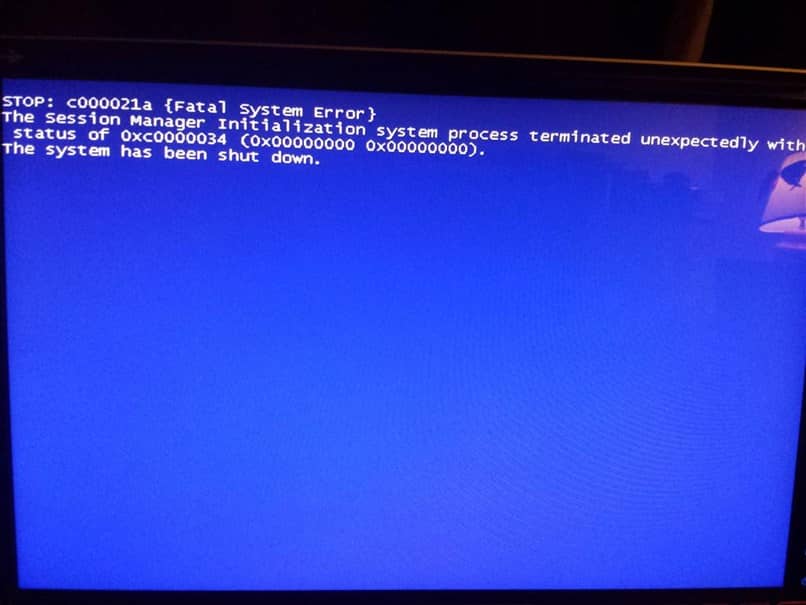 windows pantalla error