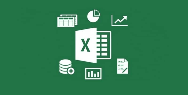 Fondo verde, iconos Excel