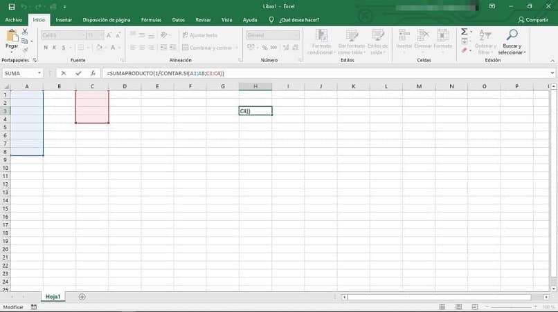 How to count cells with unique values ​​between duplicates in Excel