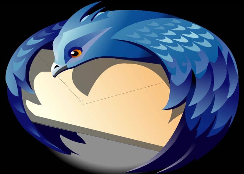 logo de Mozilla Thunderbird sobre fondo negro